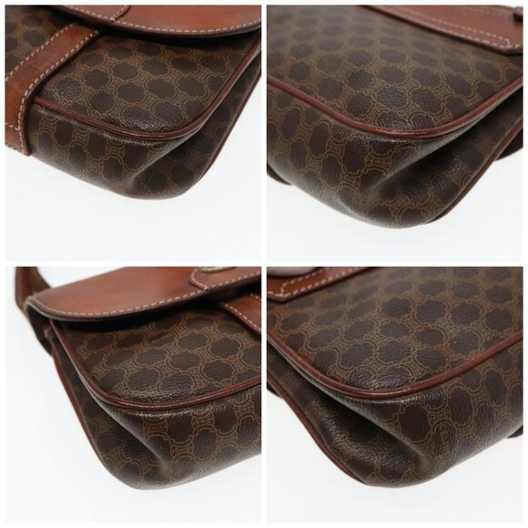 CELINE Macadam Canvas Shoulder Bag PVC Leather Brown Gold Auth 88287 - Picture 14 of 16